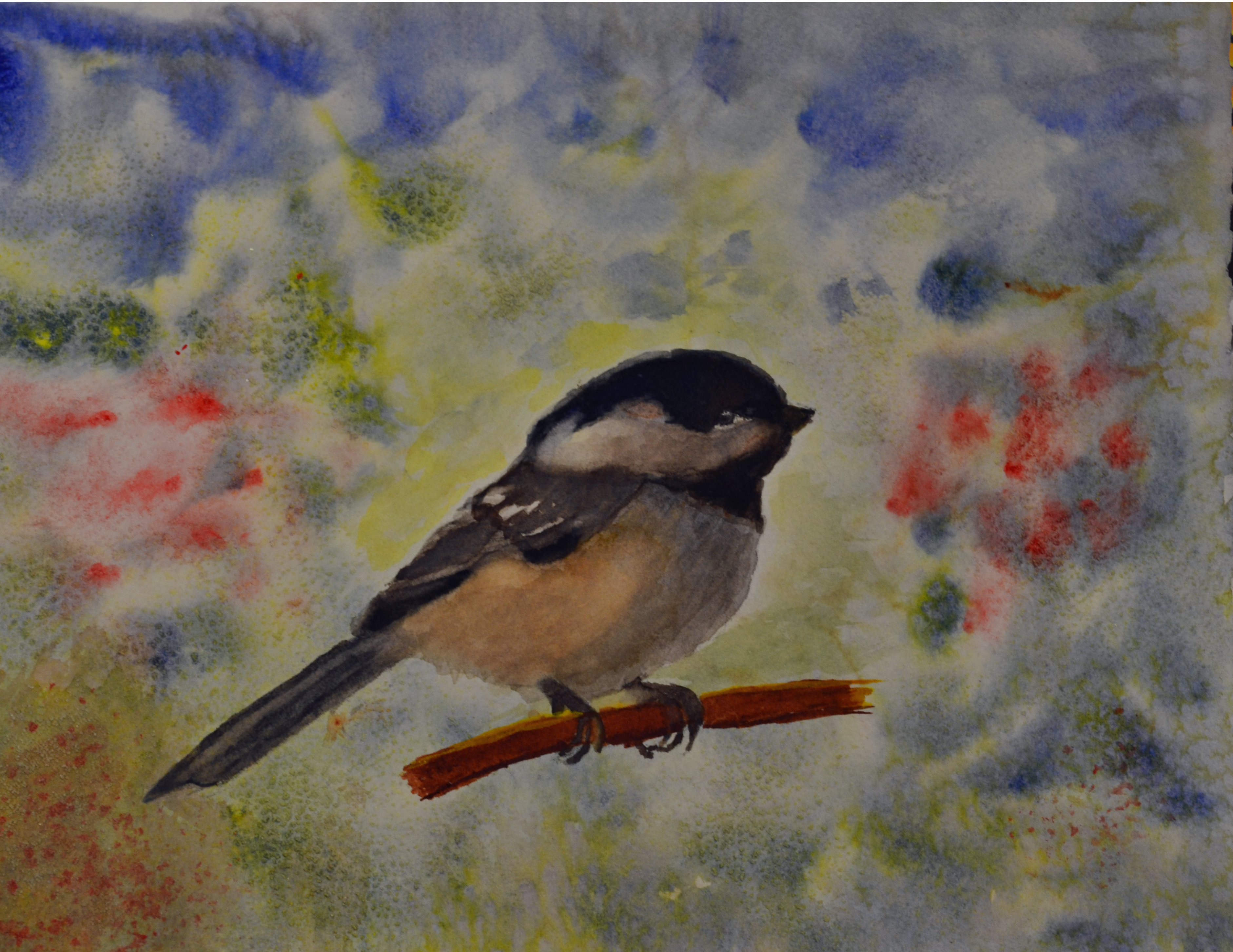 3762x2904 Chickadee Paintings Grandma Paints - Winter Bird Painting