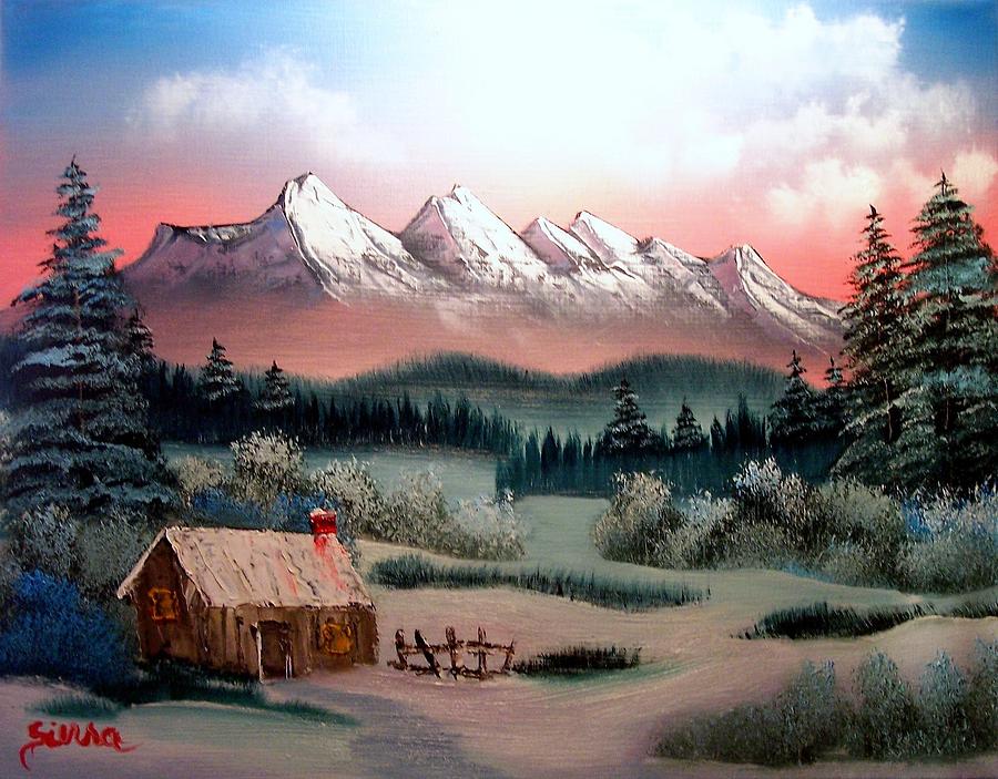 Winter Cabin Painting At Paintingvalley Com Explore Collection