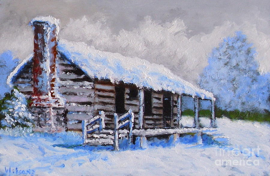 Winter Cabin Painting At Paintingvalley Com Explore Collection