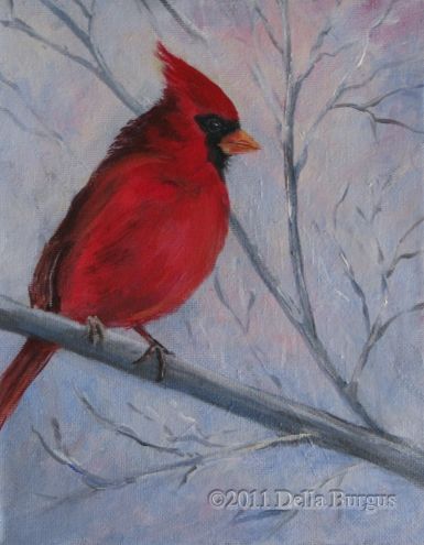 385x495 Winter Cardinal Painting Best Auto Cars Art - Winter Cardinal Painting