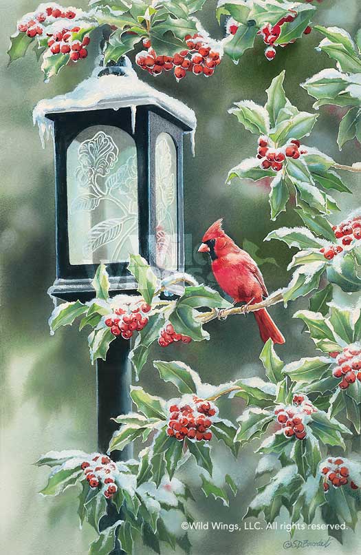 525x806 Winter Cardinal Painting By S. Bourdet Wild Wings - Winter Cardinal Painting