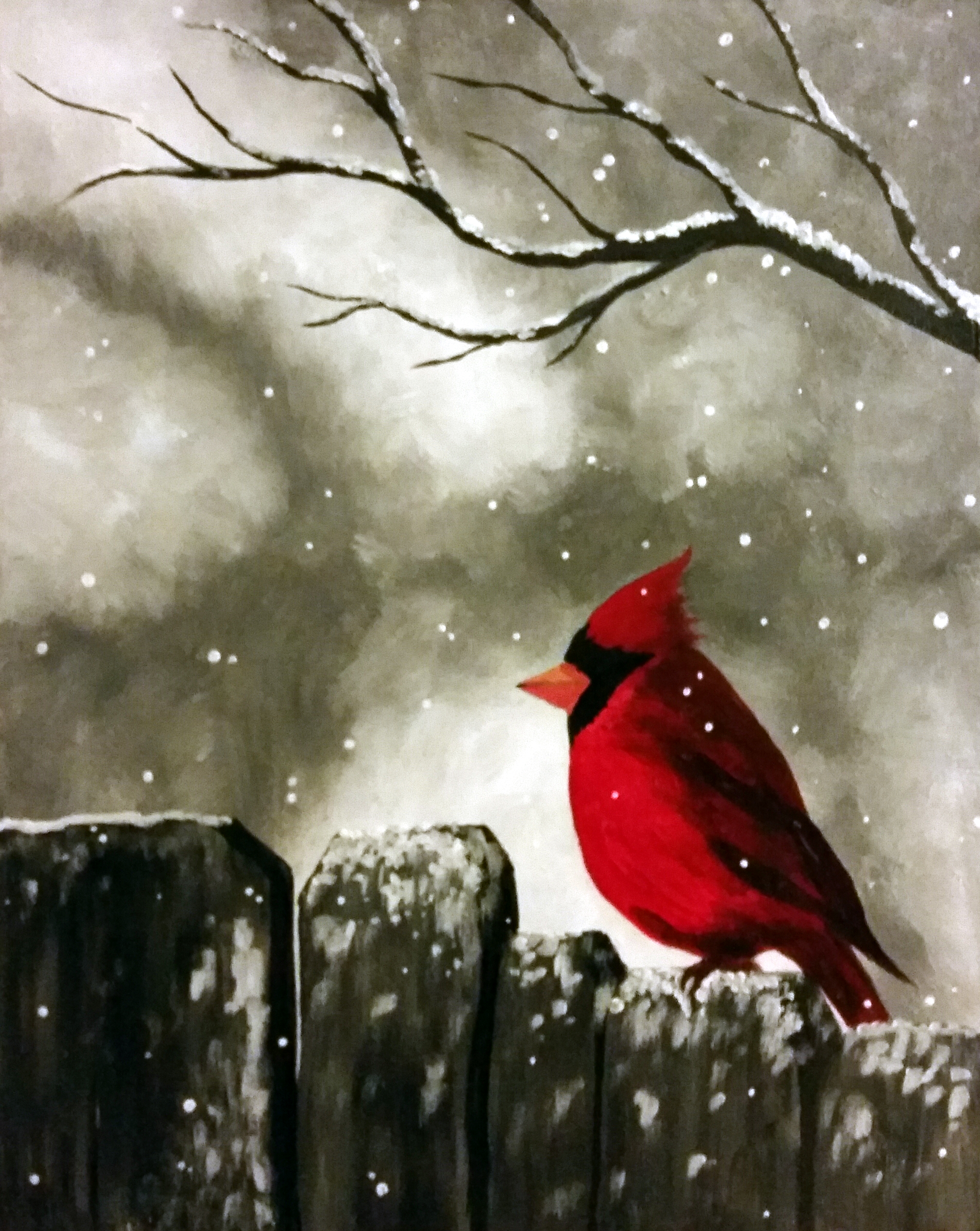 2691x3378 Winter Cardinal Sold Out Saturday, January 20 7pm - Winter Cardinal Painting