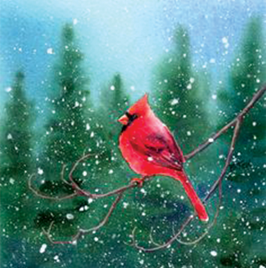 894x900 Canvas Painting Winter Cardinal - Winter Cardinal Painting