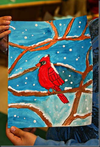 328x482 Smart Class Winter Cardinals - Winter Cardinal Painting