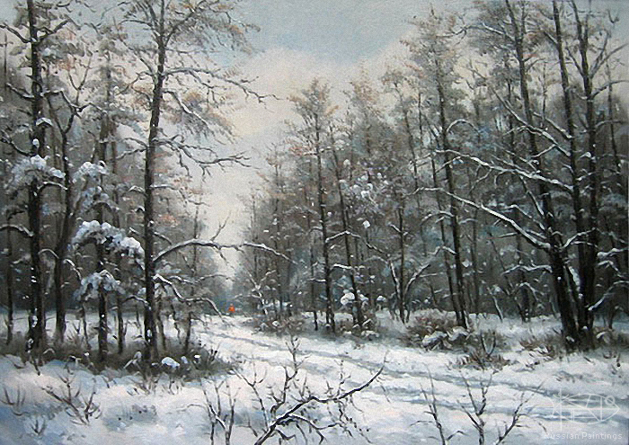 700x495 Russian Paintings Gallery - Winter Forest Painting