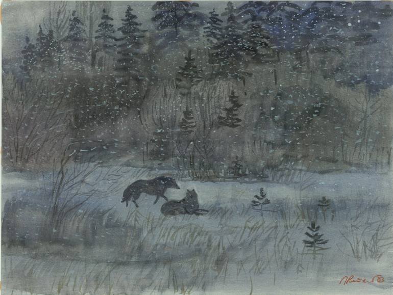 770x579 Saatchi Art Twilight In The Winter Forest Painting By Theodore - Winter Forest Painting