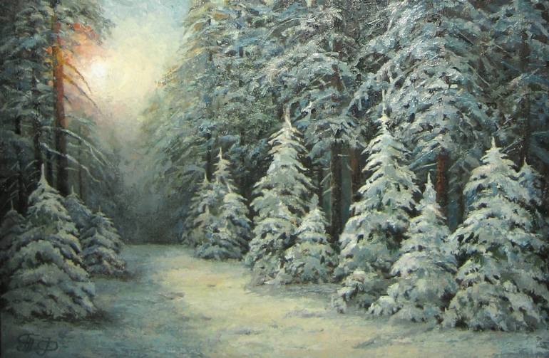 770x503 Saatchi Art Winter Forest Painting By Fruleva Tatiana - Winter Forest Painting