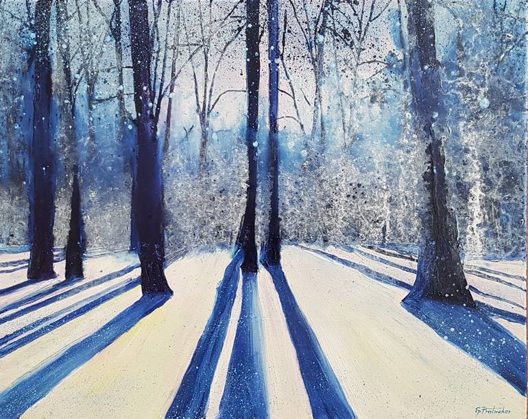 770x612 Saatchi Art Winter Forest Painting By Gregor Pratneker - Winter Forest Painting