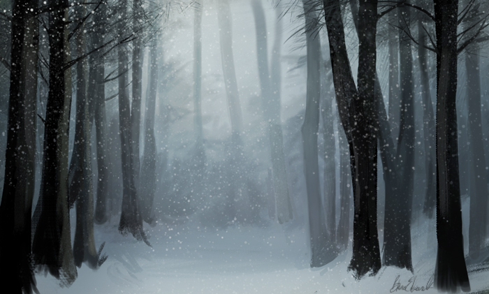 700x421 Winter Forest Enviro By Feavre - Winter Forest Painting