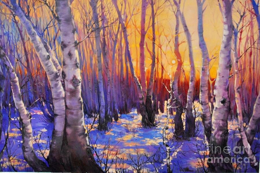 900x600 Winter Forest Painting By Irina Bakkenes - Winter Forest Painting