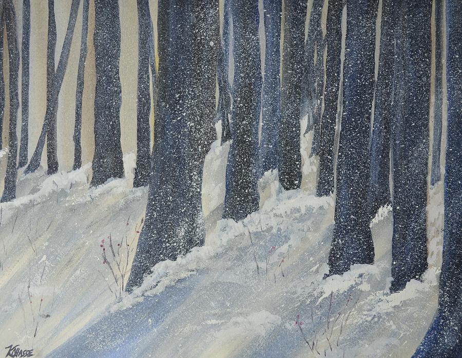 900x698 Winter Forest Painting By Kellie Chasse - Winter Forest Painting
