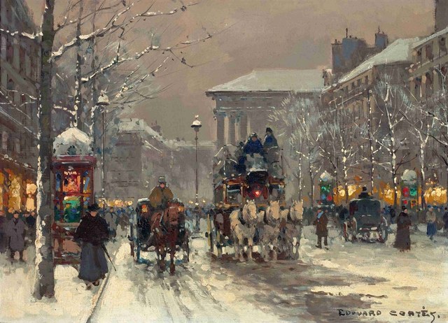640x462 Online Shop A0140 Edouard Cortes Winter Scene In Paris 1930'S.hd - Winter In Paris Painting