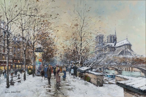 600x400 Paintings Of Paris For Sale - Winter In Paris Painting