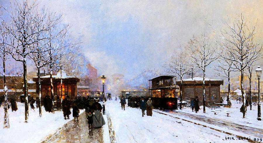 900x492 Paris In Winter Painting By Luigi Loir - Winter In Paris Painting