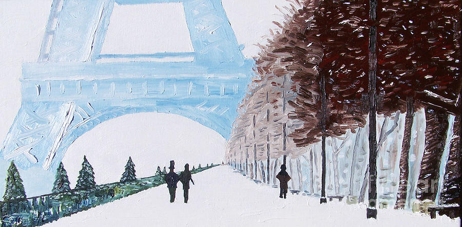 900x444 Paris Wintertime Painting By Kevin Croitz - Winter In Paris Painting