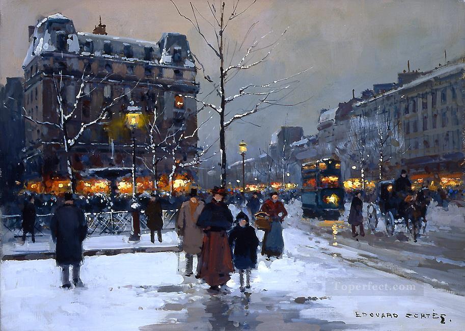 913x650 Ec Place Pigalle Winter Evening Paris Painting In Oil For Sale - Winter In Paris Painting