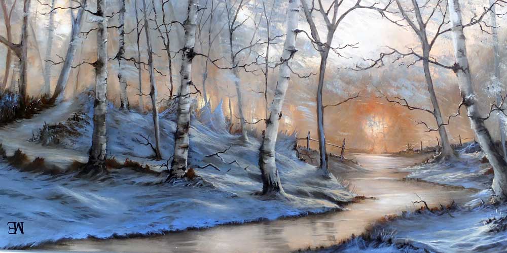 1000x500 Landscape Oil Paintings By Dorset Artist Elizabeth Williams - Winter Landscape Oil Painting
