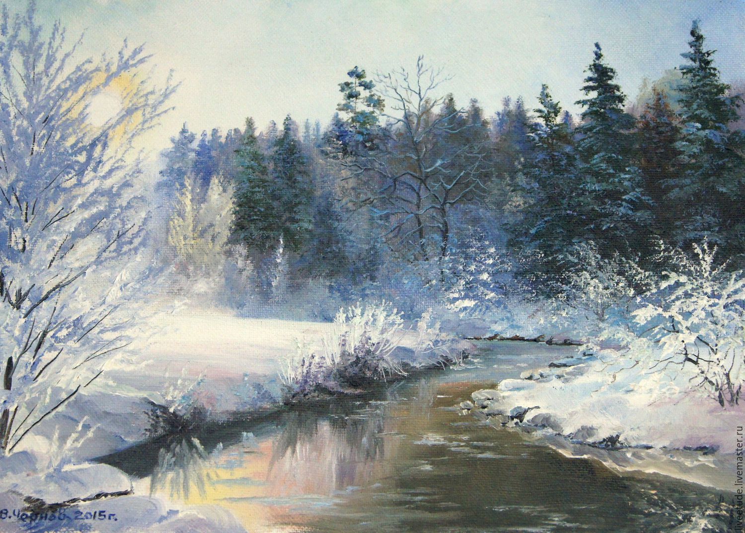 Winter Landscape Oil Painting at PaintingValley.com | Explore ...