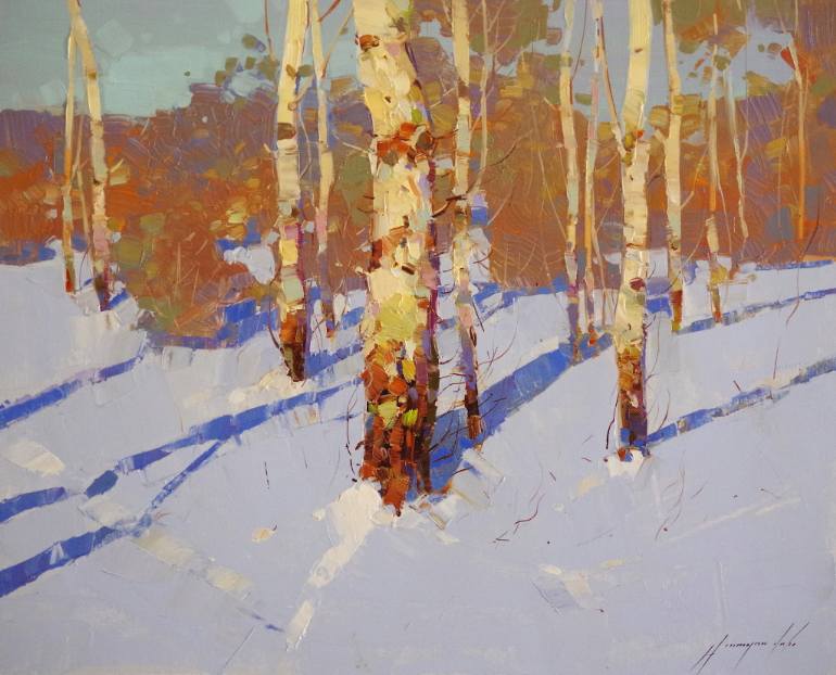 770x622 Saatchi Art Winter, Landscape Oil Painting By Palette Knife - Winter Landscape Oil Painting