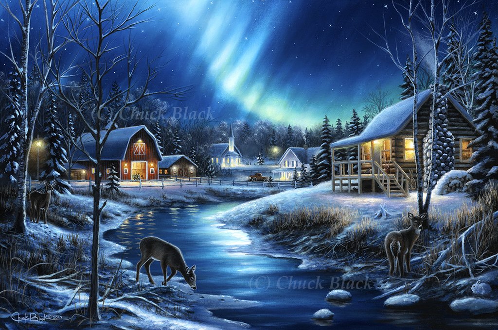 1024x680 Original Winter Landscape Painting - Winter Landscape Painting