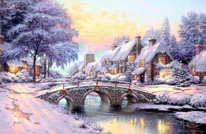 700x456 Russian Paintings Gallery - Winter Landscape Painting