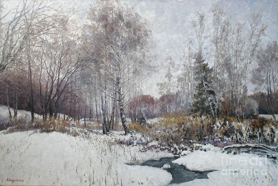 900x603 Winter Landscape Painting By Andrey Soldatenko - Winter Landscape Painting