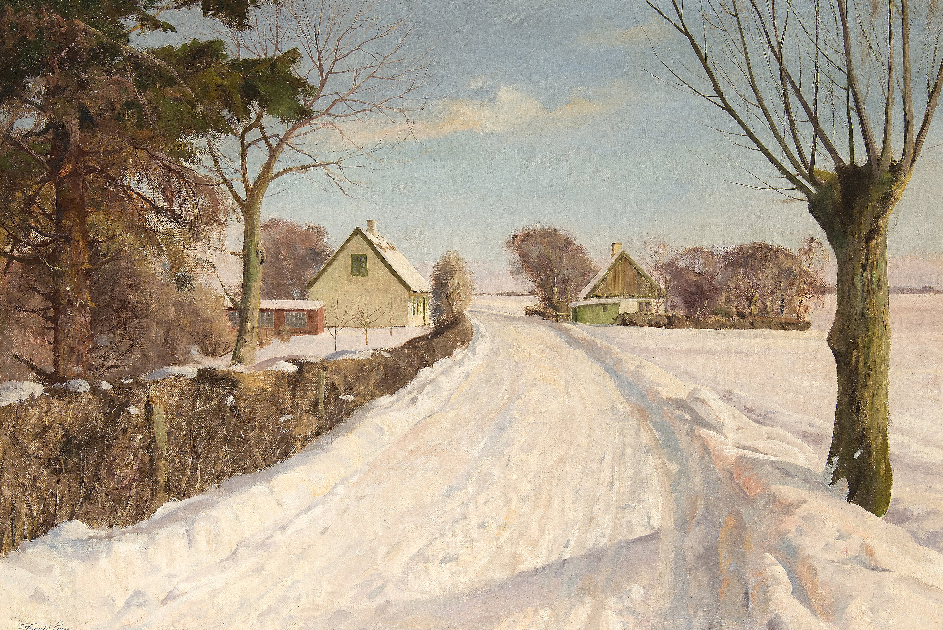 3769x2521 Winter Landscape With Snow By Harald Pryn Trinity House Paintings - Winter Landscape Painting