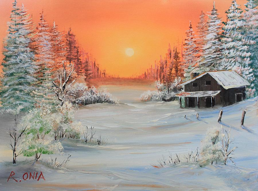 900x665 Winter Scene Painting By Remegio Onia - Winter Landscape Painting