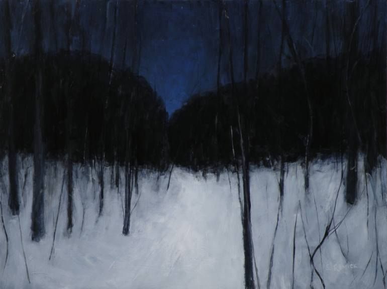 770x576 Moonlit Path On A Winter Night Painting By Stephen Remick Winter - Winter Night Painting