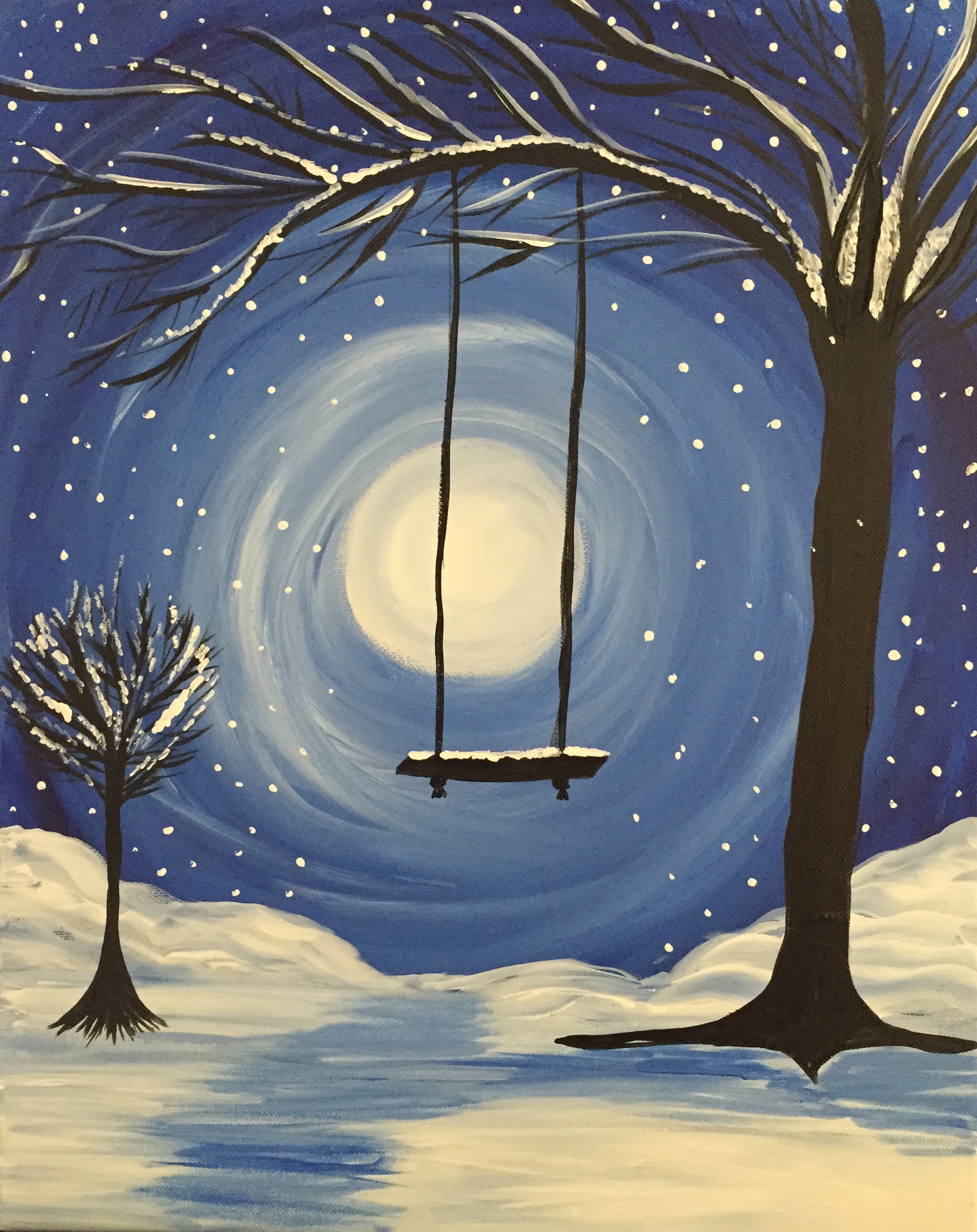 2021x2549 Painters Restaurant Art Food Bar 01112017 Paint Nite Event - Winter Night Painting