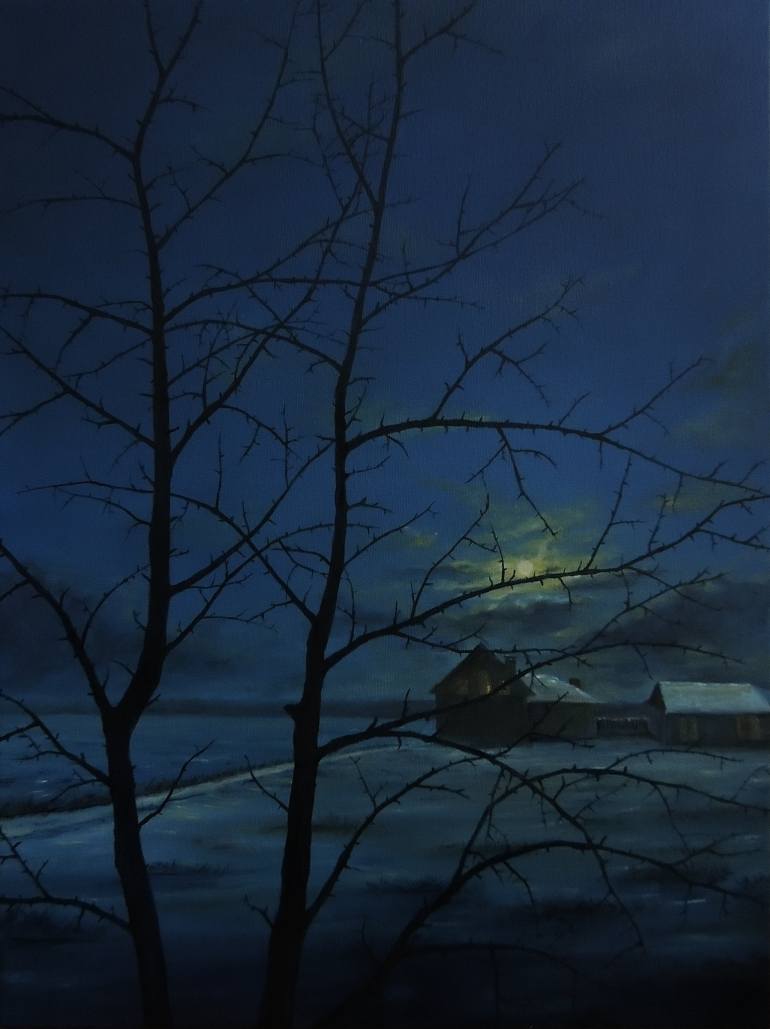 770x1029 Saatchi Art Winter Night Painting By Ivan Filipchyk - Winter Night Painting