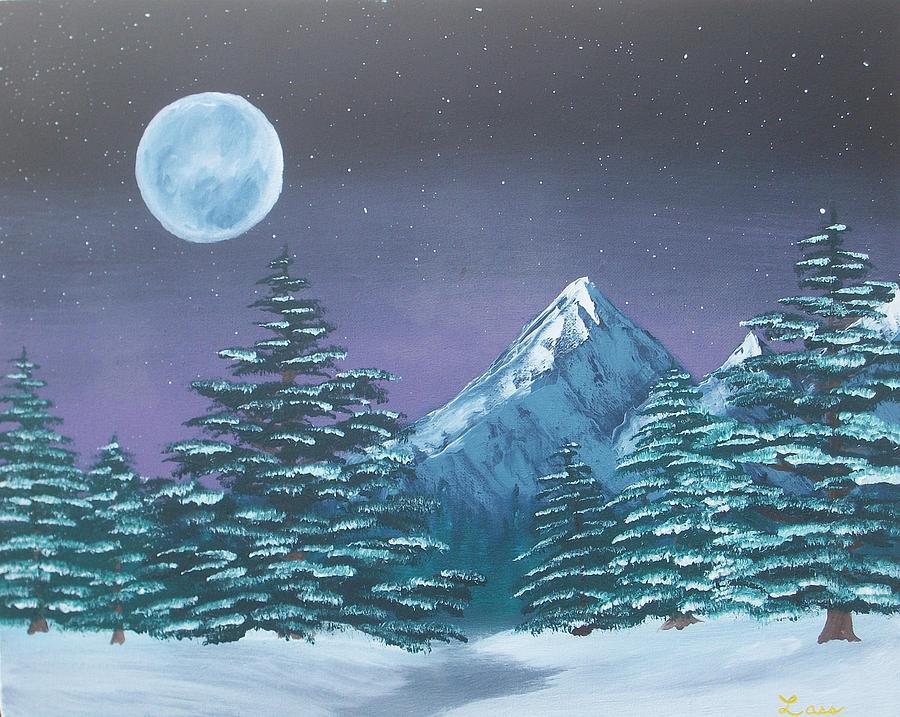 900x717 Winter Night Painting By Douglas Lass - Winter Night Painting