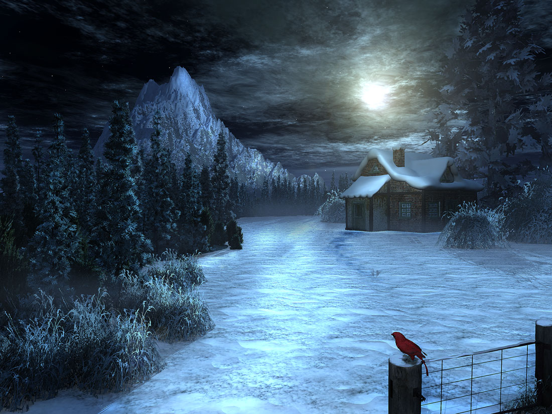 1100x825 Mixed Creativity - Winter Night Painting