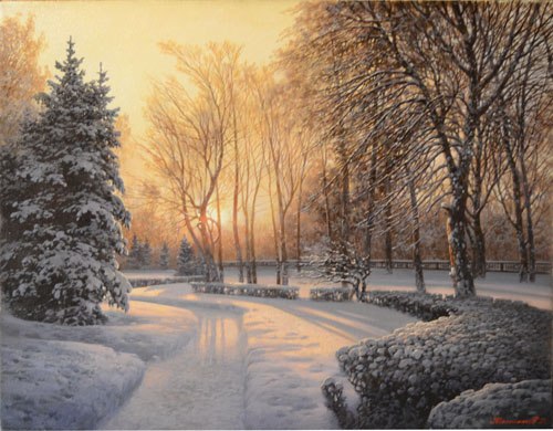 500x390 Painting Winter Dmitry Kolpashnikov - Winter Painting