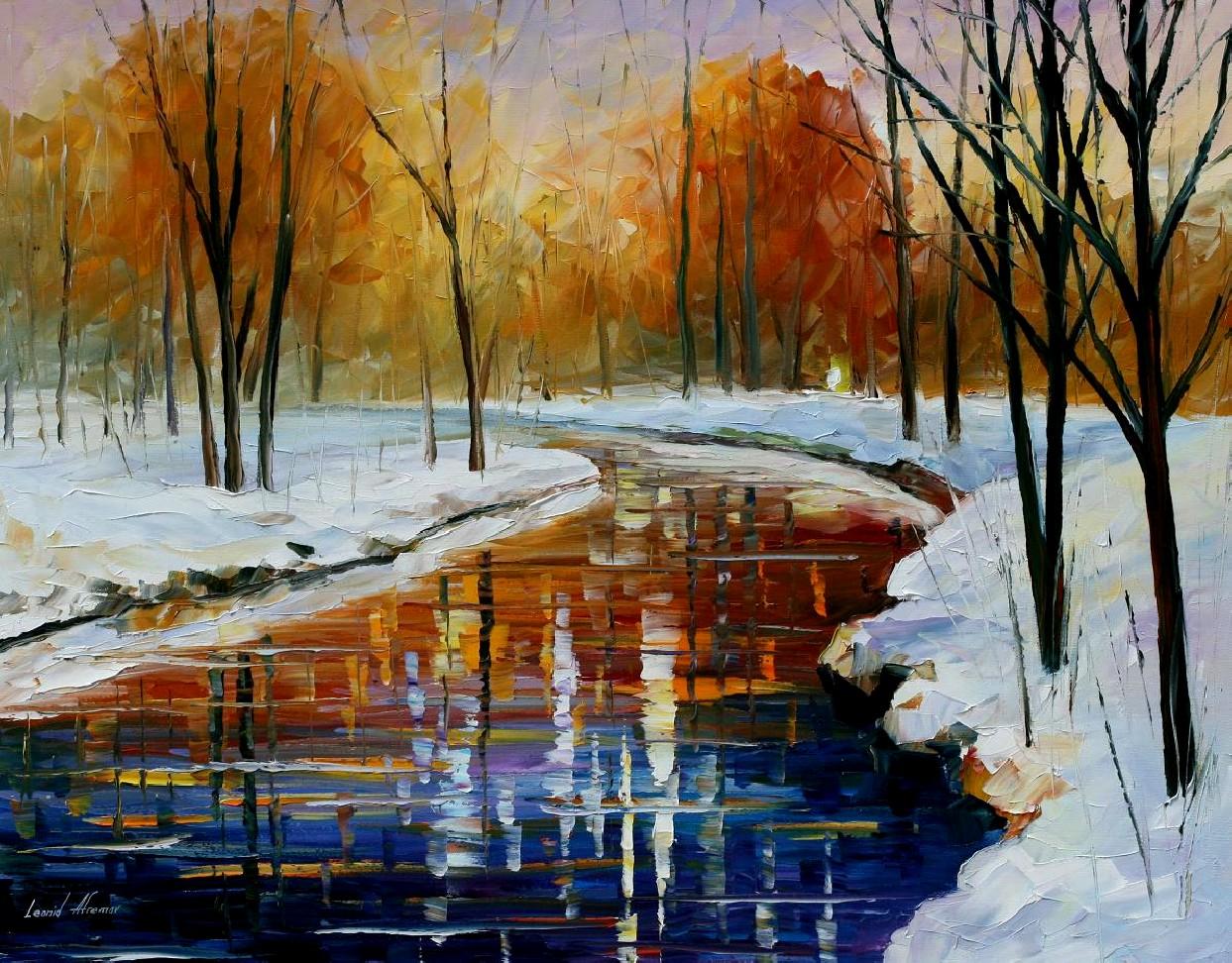 1243x972 The Energy Of Winter Palette Knife Oil Painting On Canvas By - Winter Painting