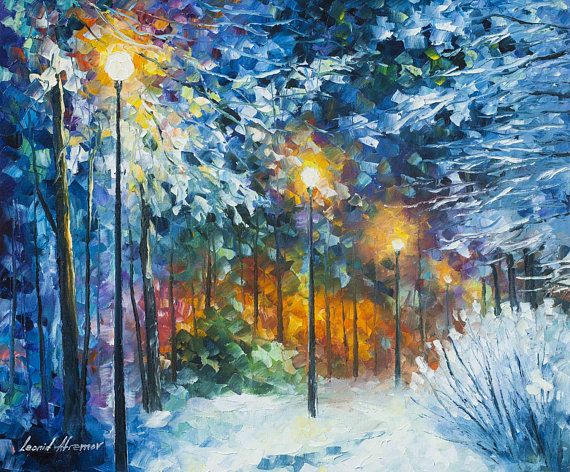 570x472 Winter Painting Beautiful Wall Art On Canvas By Leonid Afremov - Winter Painting