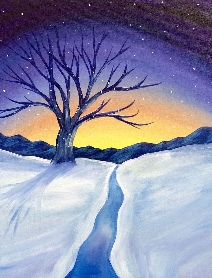 742x974 Club90 12.6.16 Paint Nite Event - Winter Painting