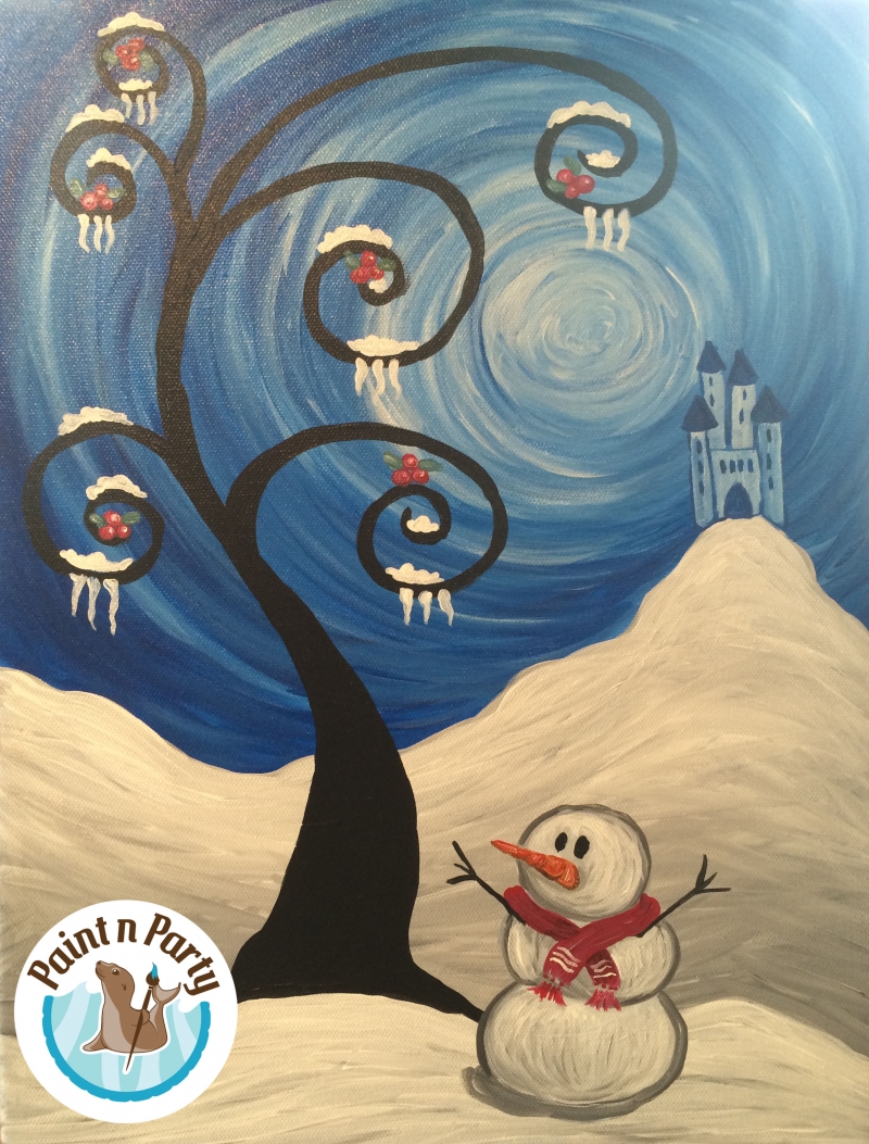 800x1053 Paint N Party Kids Only Olaf Scene 11252015 Helena, Montana - Winter Painting For Kids