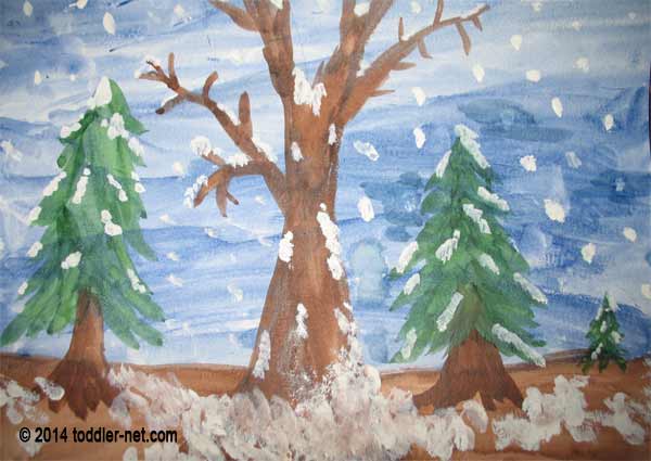 600x425 Winter Forest Painting - Winter Painting For Kids