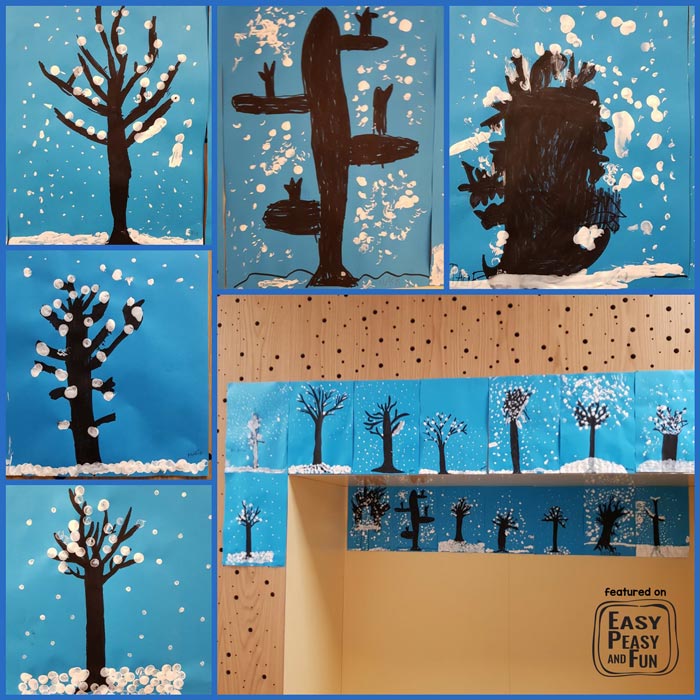 700x700 Winter Tree Finger Painting - Winter Painting For Kids