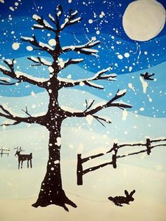 236x314 Winter Landscape Paintings For Kids - Winter Painting For Kids