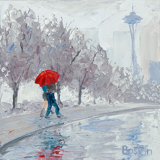 550x548 Seattle Winter Paintings By Eric Boston - Winter Painting Images