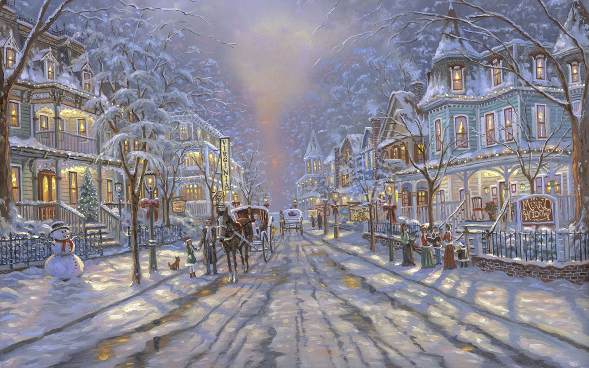 1920x1200 Winter Painting By Robert Finale. Android Wallpapers For Free. - Winter Painting Images