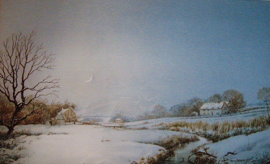 1024x624 Original Watercolour Painting Winter Scene Of Shotesham Common - Winter Scene Painting