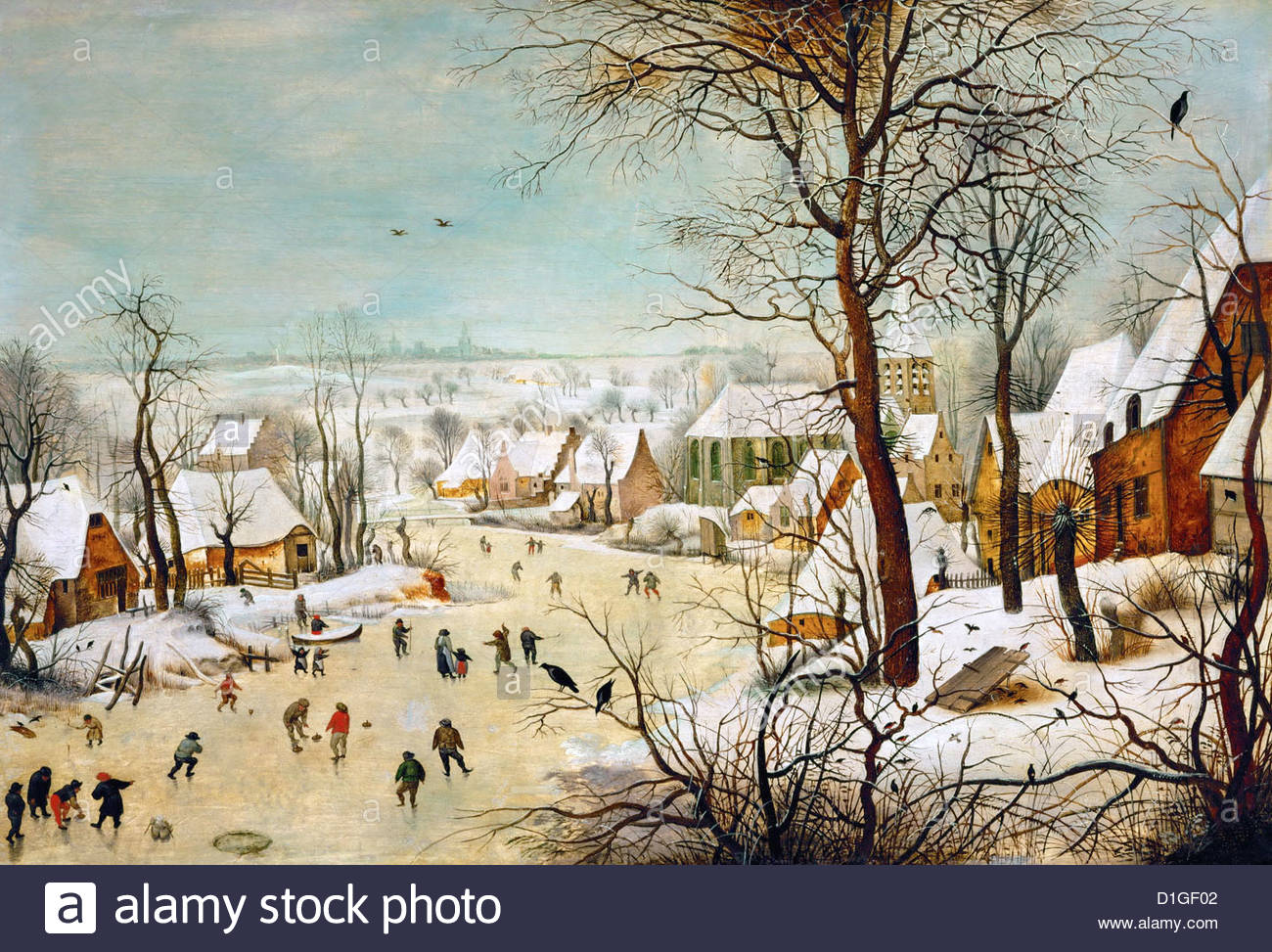 1300x973 Pieter Brueghel The Younger - Winter Scene Painting