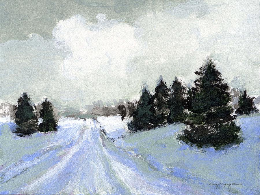 900x675 Snow Scene Painting By J Reifsnyder - Winter Scene Painting