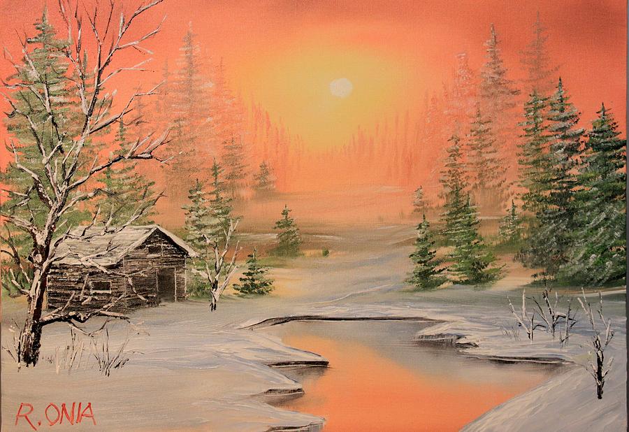 900x618 Winter Scene 2 Painting By Remegio Onia - Winter Scene Painting