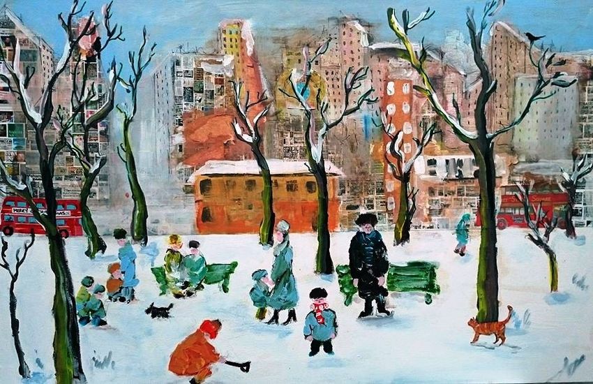850x550 Winter Scene Architecture,paintings By James Kennedy - Winter Scene Painting