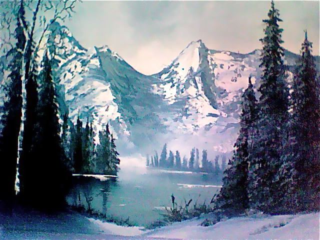 640x480 Winter Scene By Nekodah - Winter Scene Painting