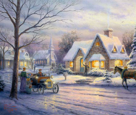 448x377 Christmas Oil Paintings And Winter Scene Oil Paintings - Winter Scene Painting